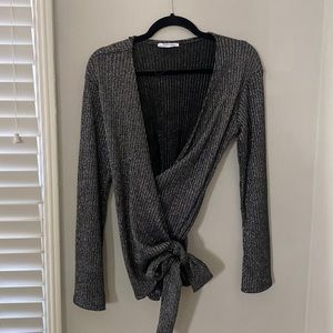 Zara NWOT wrap top metallic